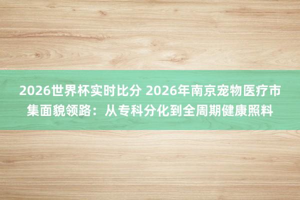 2026世界杯实时比分 2026年南京宠物医疗市集面貌领路:从专科分化到全周期健康照料