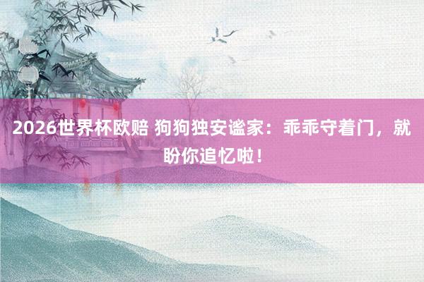 2026世界杯欧赔 狗狗独安谧家:乖乖守着门,就盼你追忆啦!