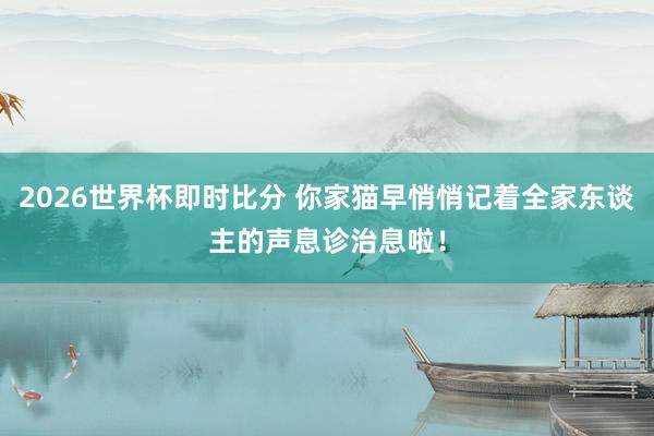 2026世界杯即时比分 你家猫早悄悄记着全家东谈主的声息诊治息啦!