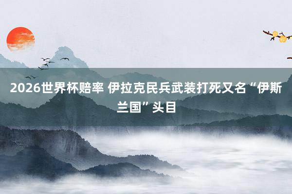 2026世界杯赔率 伊拉克民兵武装打死又名“伊斯兰国”头目