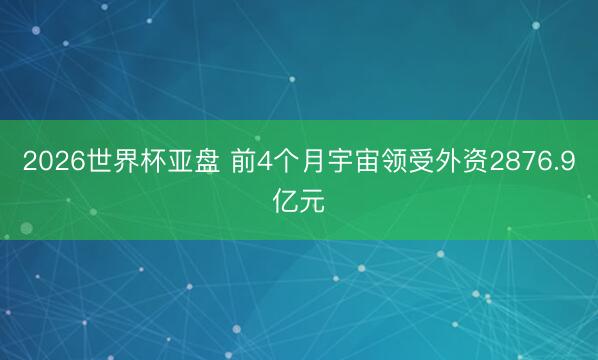 2026世界杯亚盘 前4个月宇宙领受外资2876.9亿元