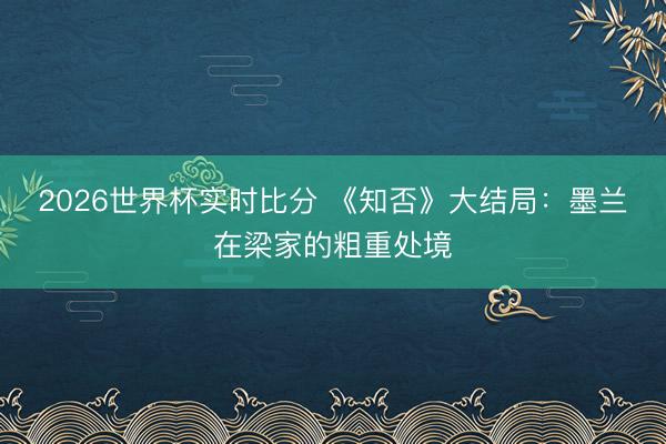 2026世界杯实时比分 《知否》大结局:墨兰在梁家的粗重处境