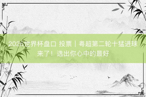 2026世界杯盘口 投票|粤超第二轮十猛进球来了!选出你心中的最好