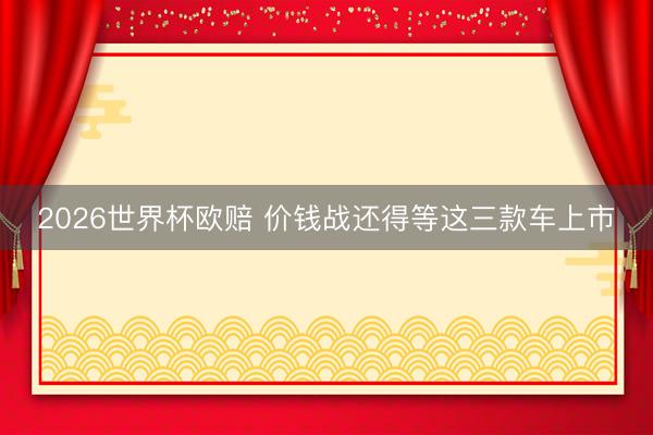 2026世界杯欧赔 价钱战还得等这三款车上市