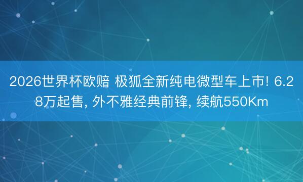 2026世界杯欧赔 极狐全新纯电微型车上市! 6.28万起售, 外不雅经典前锋, 续航550Km