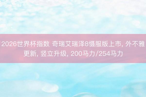 2026世界杯指数 奇瑞艾瑞泽8慑服版上市, 外不雅更新, 竖立升级, 200马力/254马力