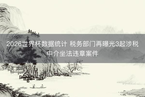 2026世界杯数据统计 税务部门再曝光3起涉税中介坐法违章案件