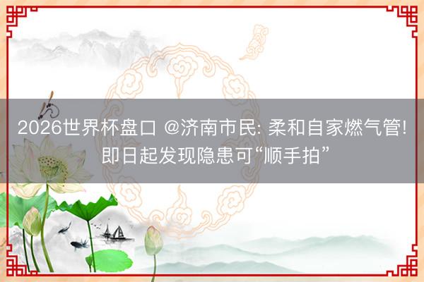 2026世界杯盘口 @济南市民: 柔和自家燃气管! 即日起发现隐患可“顺手拍”