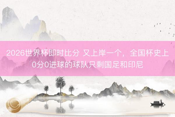 2026世界杯即时比分 又上岸一个，全国杯史上0分0进球的球队只剩国足和印尼
