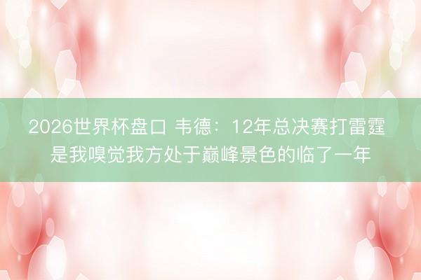 2026世界杯盘口 韦德:12年总决赛打雷霆 是我嗅觉我方处于巅峰景色的临了一年